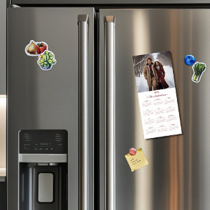 2025 Classic Photo Calendar Magnet Red/White 4"x9"