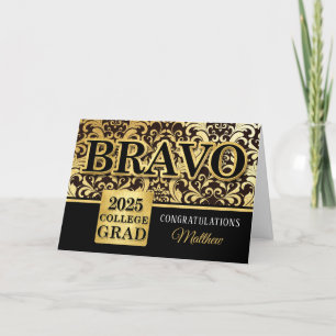 2025 College Graduation Faux Gold Foil with Name Card