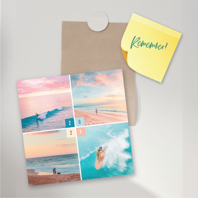 2025 Colour Blocks New Year 4 Photo Magnetic Card (2025 Minimalist Color Blocks New Year 4 Photo Magnetic Card @ fat_fa_tin)