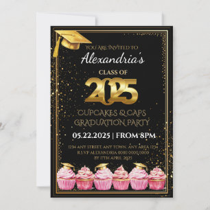 2025 Cupcakes & Caps Graduation Invitation