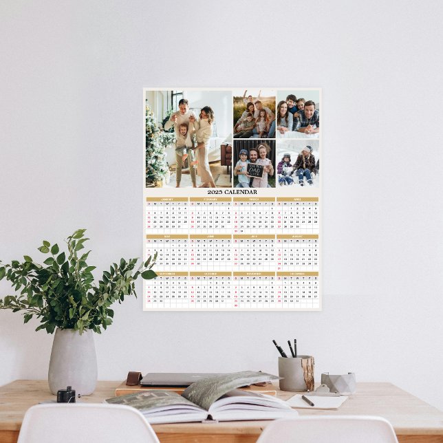 2025 Custom Family Collage Photo Calendar Poster (Personalize 2025 with our custom photo calendar poster—display favorite photos and stay organized.)