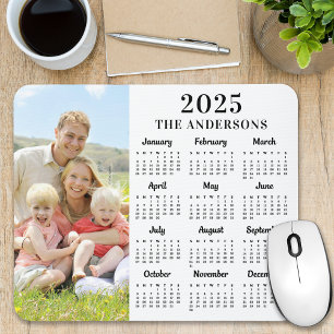 2025 Custom Photo Modern Family 12 Month Calendar Mouse Pad