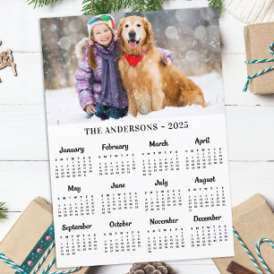 2025 Custom Photo Pet Puppy Dog 12 Month Calendar  Holiday Card