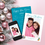 2025 Cute Minimalist Teal Christmas Photo Calendar Holiday Card<br><div class="desc">🌟This is for 2025🌟 Cute, Modern yet Rustic Christmas Holiday Photo Cards featuring adorable little forests of rustic Christmas trees and Merry Christmas in modern typography on a bright modern colour palette of teal and pink. We've put a 2025 calendar on the back for a card that lasts all year!...</div>
