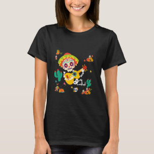 2025 Day of the Dead Sugar Skull Skeleton Play Gui T-Shirt