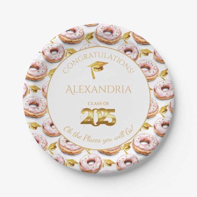 2025 Doughnuts and Degrees Graduation Paper Plate (Front)