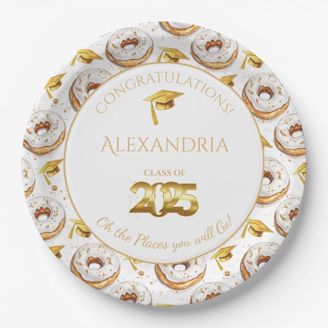 2025 Doughnuts and Degrees Graduation Paper Plate (Front)