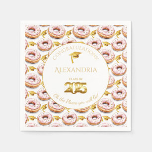 2025 Doughnuts and Degrees Graduation Paper Plate Napkin
