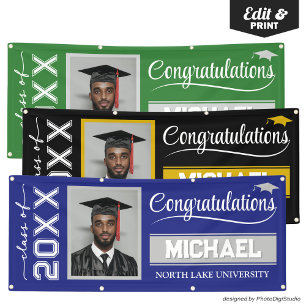 2025 Editable Graduation Banner with Name & School