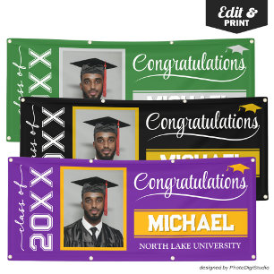 2025 Editable Graduation Banner with Name & School