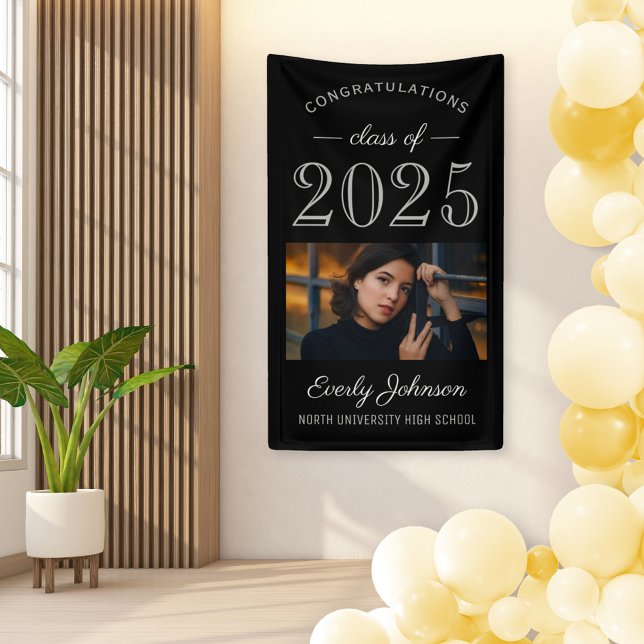 2025 Elegant Black Grey Custom Graduation Banner (Creator Uploaded)