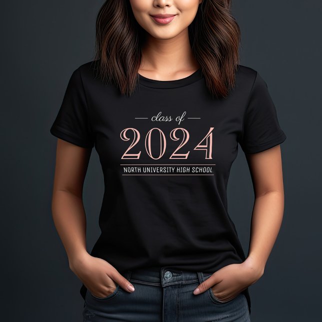 2025 Elegant Rose Gold Black Custom Graduation T-Shirt (Creator Uploaded)