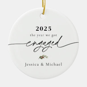 2025 Engaged Ornament Modern Photo Keepsake