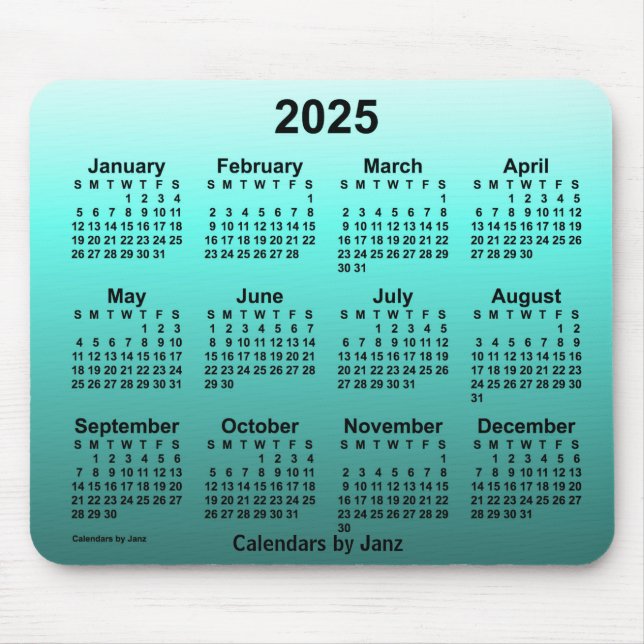2025 Faded Teal Calendar by Janz Mouse Pad (Front)