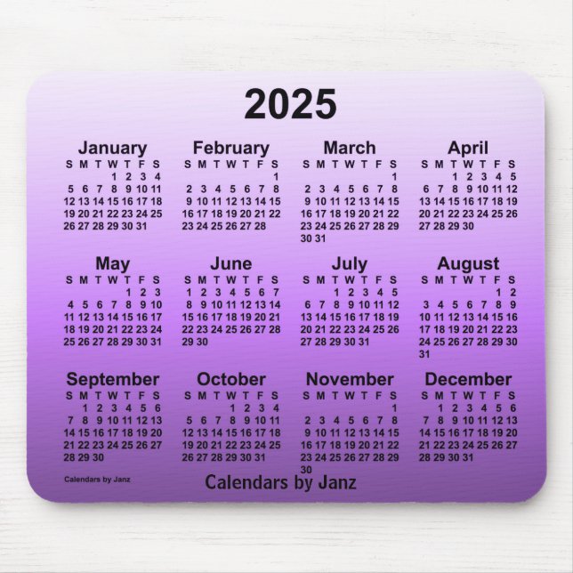 2025 Faded Violet Calendar by Janz Mouse Pad (Front)