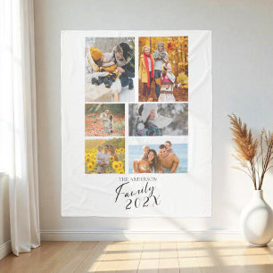 2025 Family Custom Photo Collage  Fleece Blanket