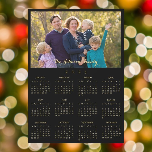 2025 Family Name Photo Calendar Personalised Card (2025 Family Name Photo Calendar Personalized Card)