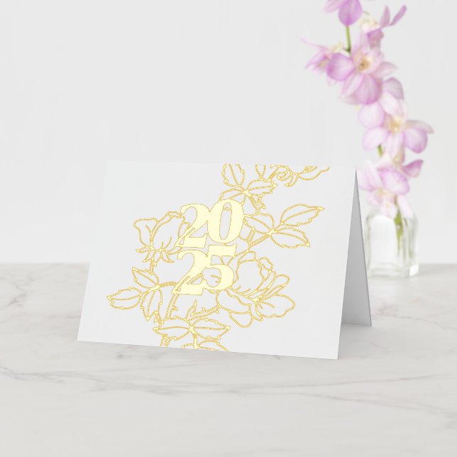 2025 Floral Design Folded Foil Card (Orchid)