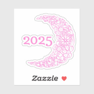 2025 Floral Moon Vinyl Sticker - Perfect for Lapto