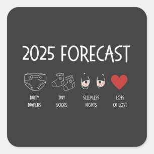2025 Forecast Mum To Be New Year Square Sticker