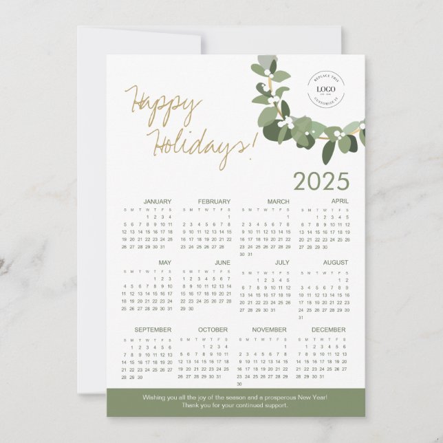 2025 Full Calendar Wreath Custom Logo QR Code (Front)