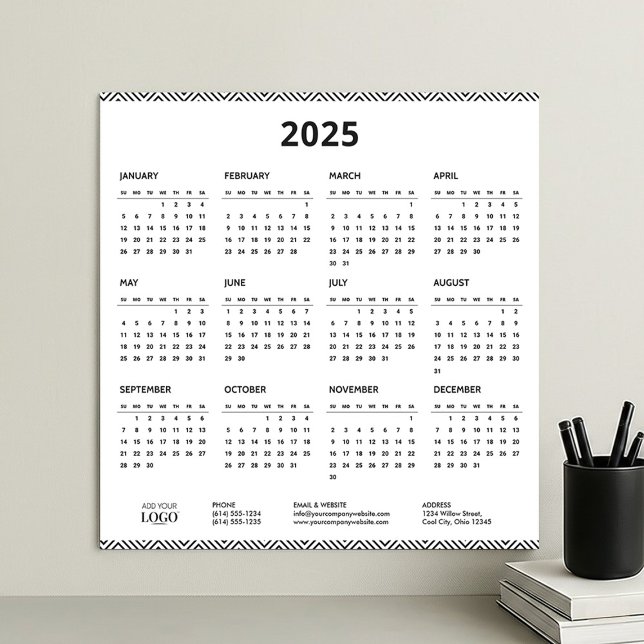 2025 Full Year Mini Calendar Business Logo Modern Poster (Creator Uploaded)