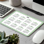2025 Full Year Yearly Calendar Wavy MINT GREEN  Mouse Pad<br><div class="desc">Purple, black, and white—a minimal, basic 12-month 2025 Calendar Mousepad featuring a clean white background, a stylish mint green wavy border, and sleek black accents. This design offers a modern look perfect for your home office, a thoughtful yet simple gift for a coworker, or a functional addition to a school...</div>