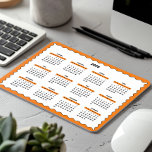 2025 Full Year Yearly Calendar Wavy Orange Mouse Pad<br><div class="desc">Orange, black, and white—a minimal, basic 12-month 2025 Calendar Mousepad featuring a clean white background, a stylish Orange wavy border, and sleek black accents. This design offers a modern look perfect for your home office, a thoughtful yet simple gift for a coworker, or a functional addition to a school locker....</div>