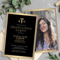 2025 gold black RN nurse graduation party