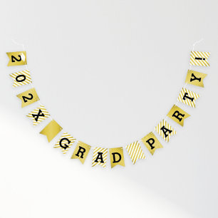 2025 Grad Party Modern Gold Graduation Bunting