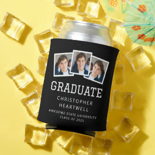 2025 Graduate 3-Photo Black and White Sporty Can Cooler