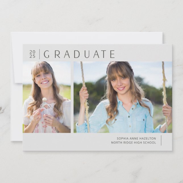2025 Graduate Neutral Grey Photo Graduation Party Invitation (Front)