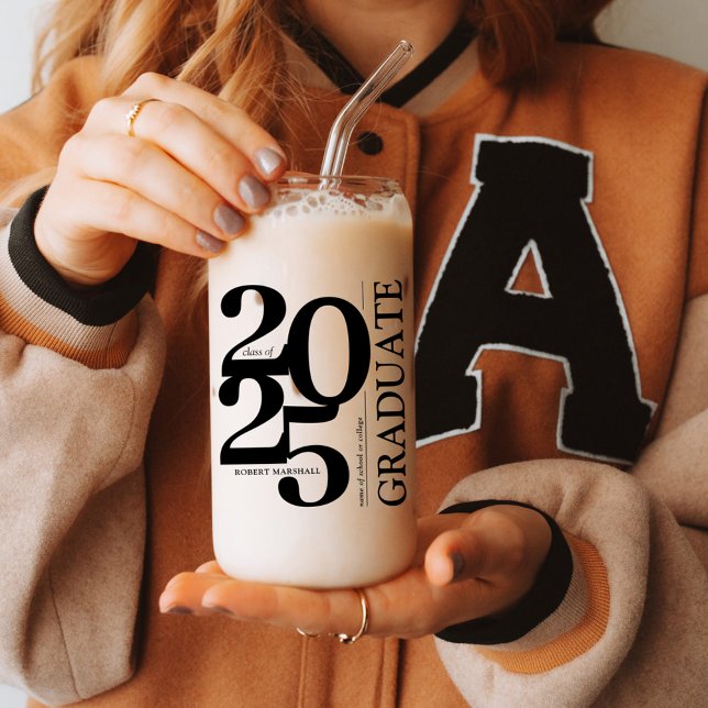 2025 Graduate Trendy Black Graduation Can Glass (Creator Uploaded)