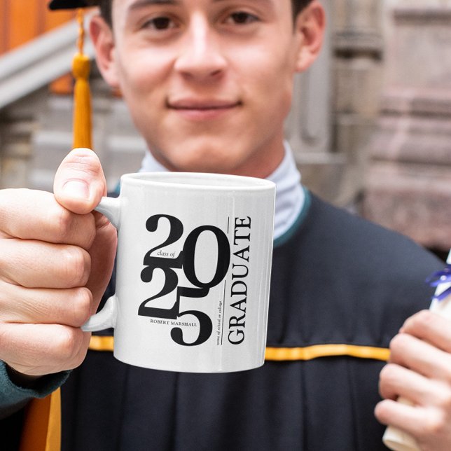 2025 Graduate Trendy Black Graduation Coffee Mug (Creator Uploaded)