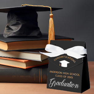 2025 Graduation Elegant Black Gold Custom Party Favour Box
