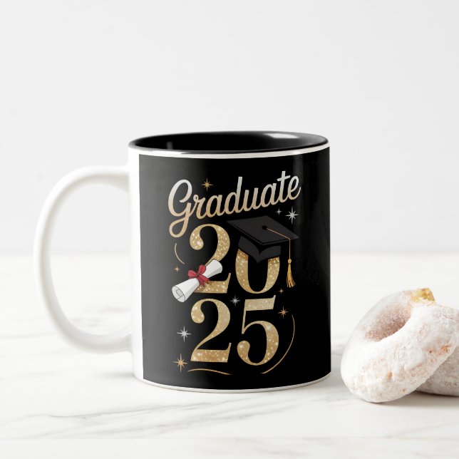 2025 Graduation Gift Idea Two-Tone Coffee Mug (With Donut)