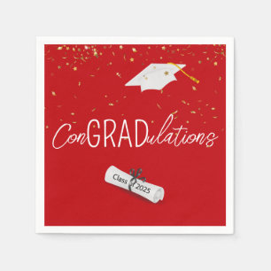 2025 Graduation Gold Confetti and Cap Napkin