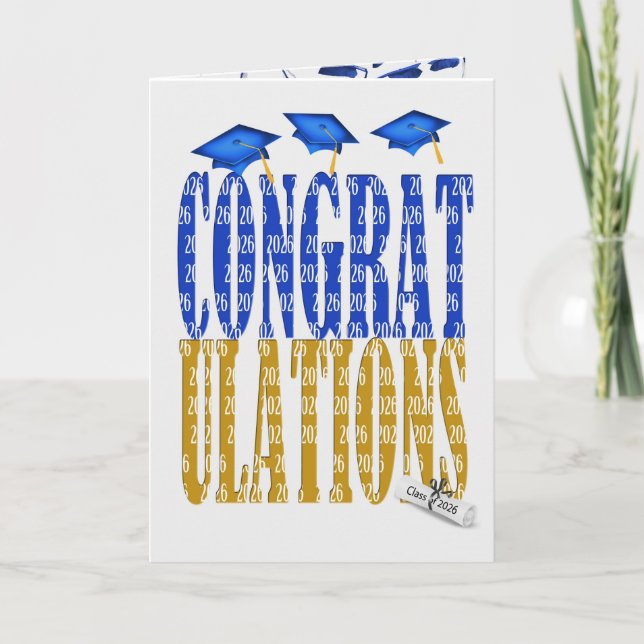 2025 Graduation In Blue and Gold Card (Front)