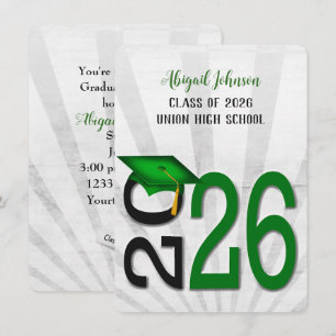 2025 Graduation In Green and Black School Colours Invitation