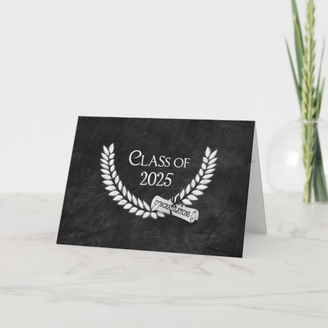 2025 Graduation Laurel Wreath On Leather Card (Front)