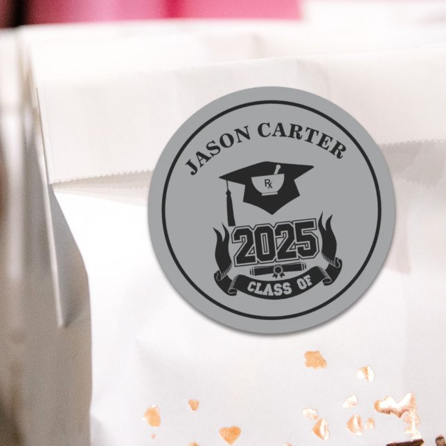 2025 Graduation Party  Pharmacist Pharmacy School  Classic Round Sticker (2025 Graduation Party Pharmacist Pharmacy School Classic Round Sticker)