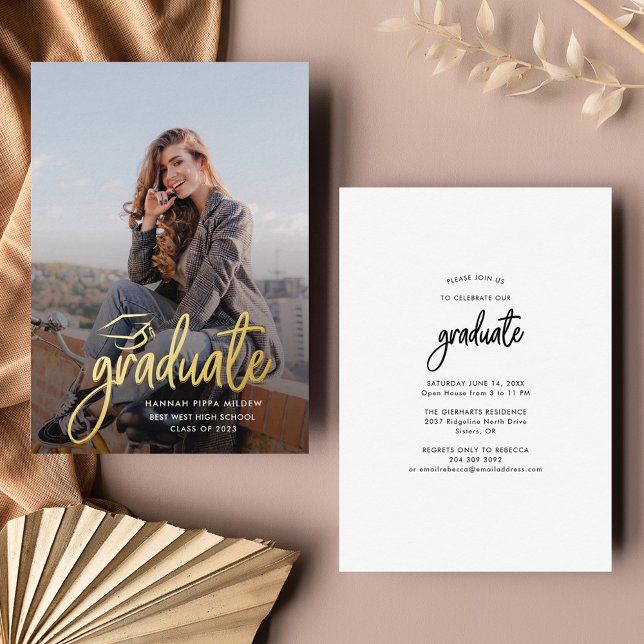  2025 Graduation Party Script Grad Party (2025 Graduation Party Script Grad Party Foil Invitation)