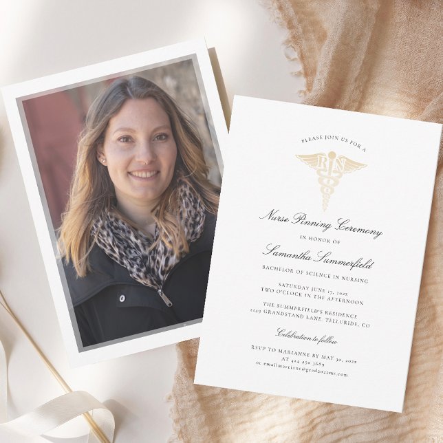 2025 Graduation Photo Nurse Pinning Ceremony Invitation (Nurse Pinning Ceremony Photo Graduation 2025 Invitation)