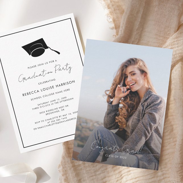 2025 Graduation Photo Script Grad Party Invitation (2025 Graduation Photo Script Grad Party Invitation)