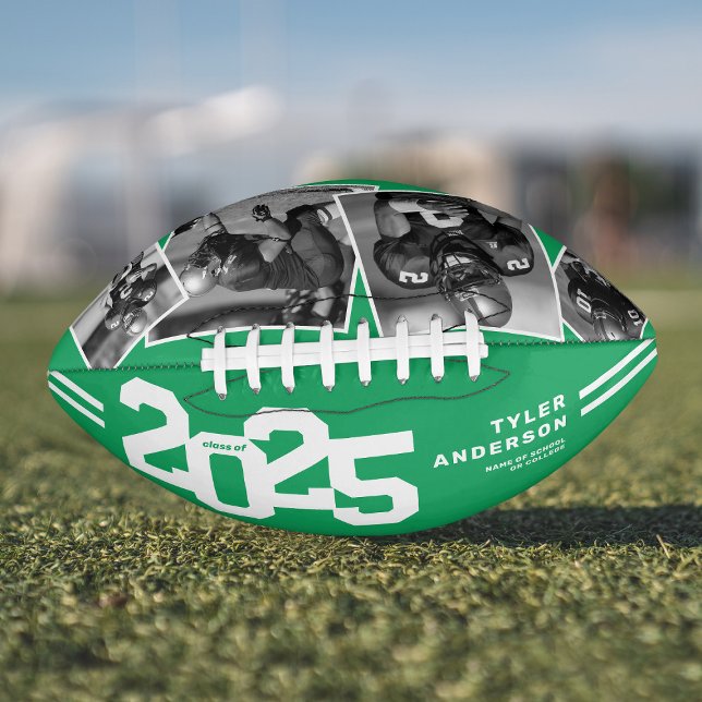 2025 Graduation Senior 4 Photo Green Football (Creator Uploaded)