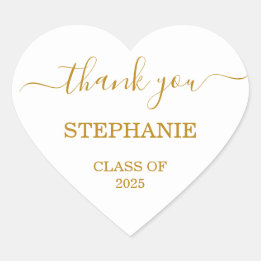 2025 Graduation Thank You Gold Script Heart Sticker