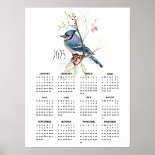 2025 Handsome Blue Jay Poster Calendar