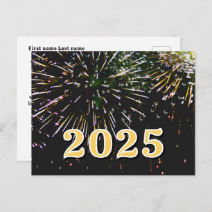 2025,Happy new year!holiday Firework Merry Christm Postcard