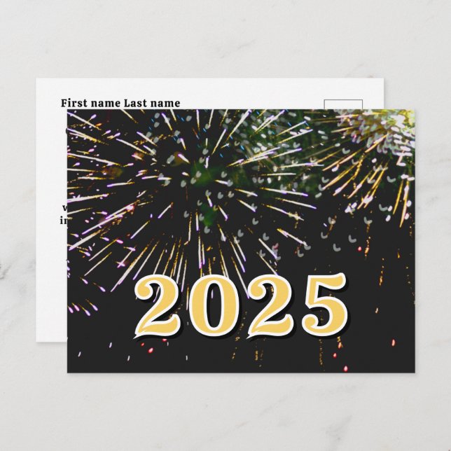 2025,Happy new year!holiday Firework Merry Christm Postcard (Front/Back)