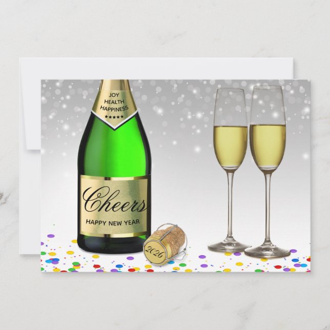 2025 Happy New Year Sparkling Wine Bottle (Front)